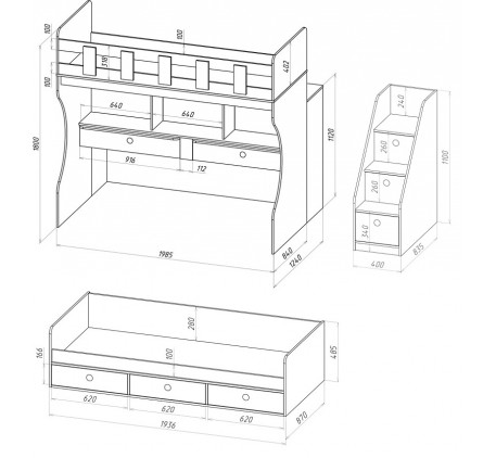 Двухъярусная кровать с ящиками Милана-10, спальные места 190х80 см